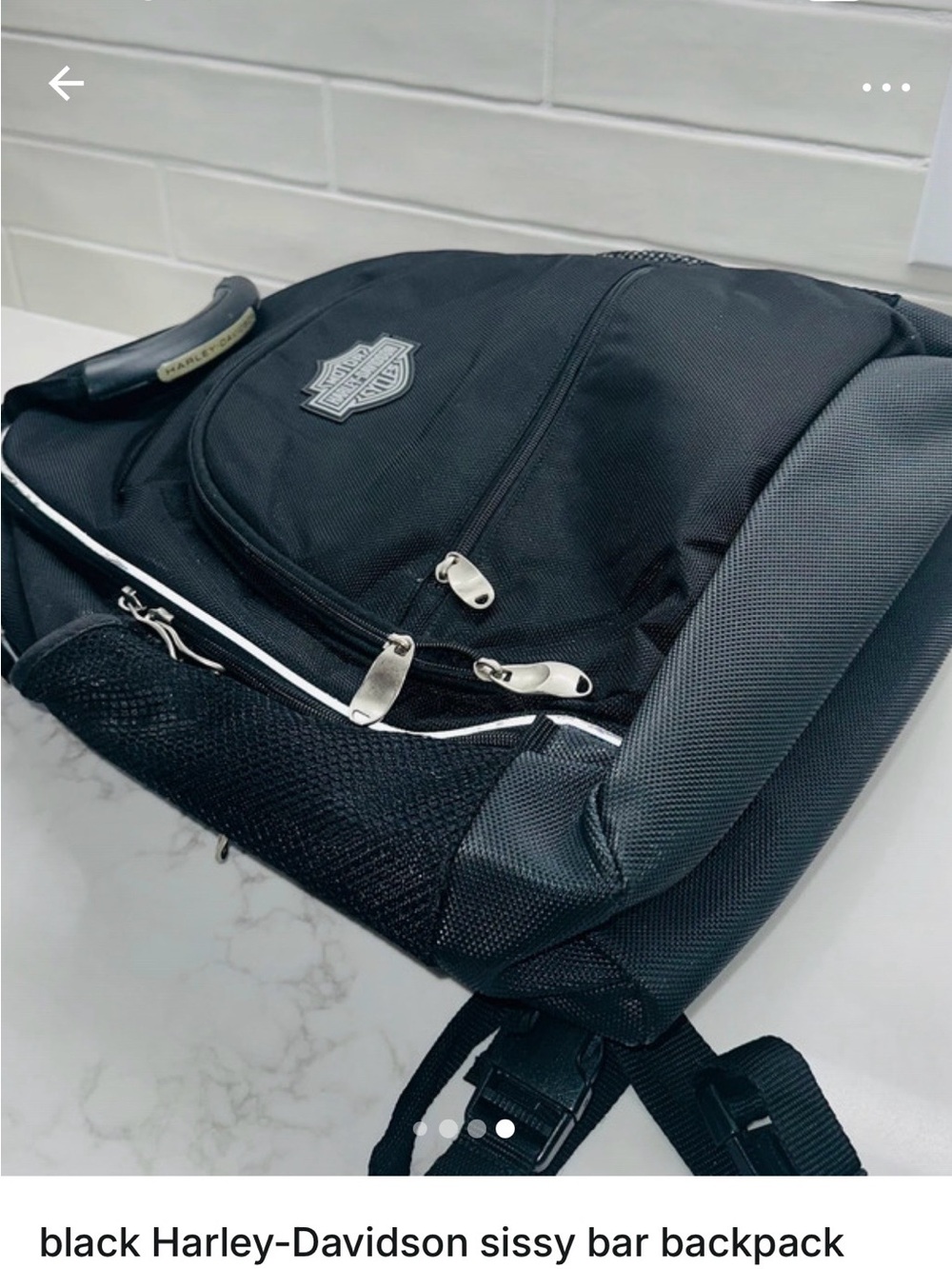 Harley-Davidson Black Backpack with White Piping - Picture 4 of 4